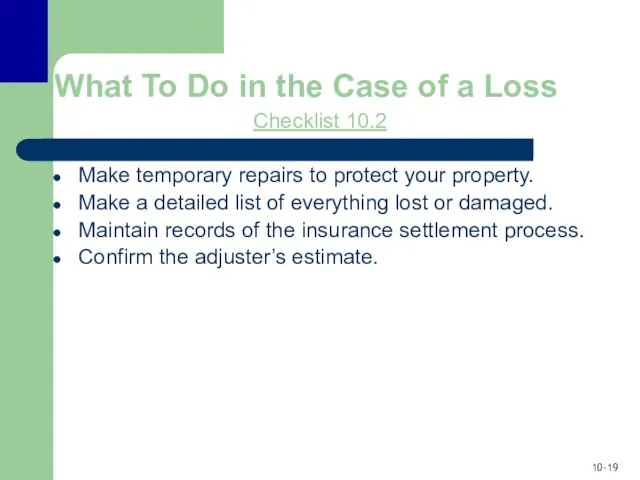 What To Do in the Case of a Loss Checklist