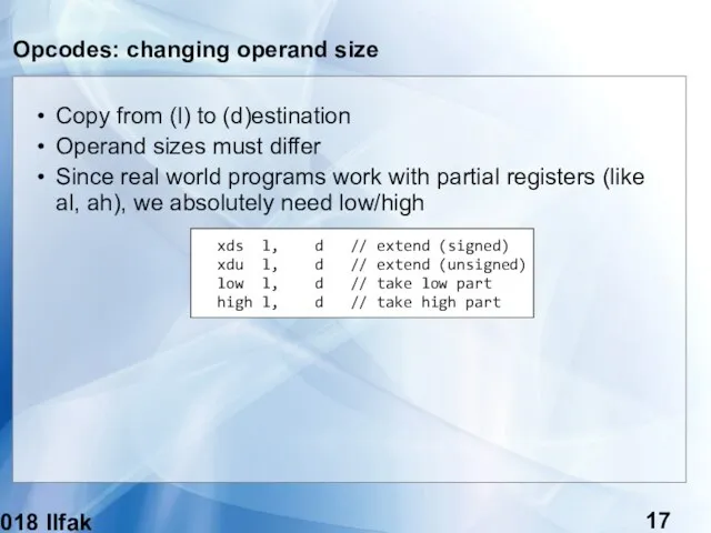 (c) 2018 Ilfak Guilfanov Opcodes: changing operand size Copy from