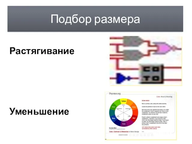 Подбор размера Растягивание Уменьшение