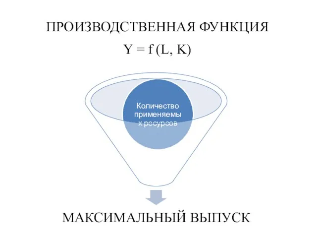 ПРОИЗВОДСТВЕННАЯ ФУНКЦИЯ Y = f (L, K)