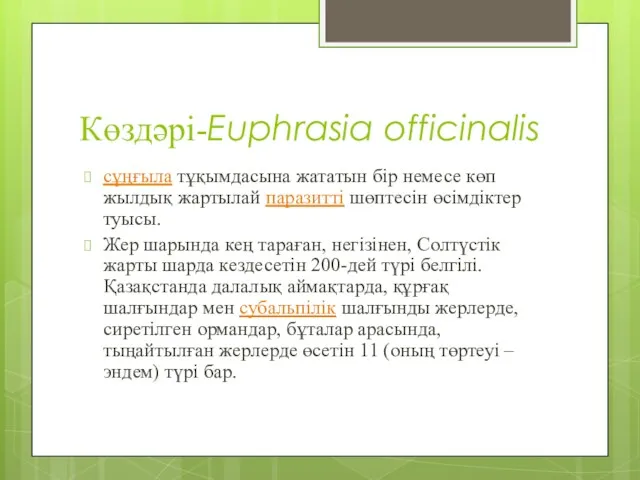 Көздәрі-Euphrasia officinalis сұңғыла тұқымдасына жататын бір немесе көп жылдық жартылай