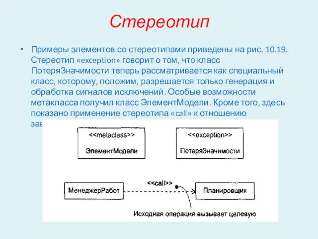 Стереотип Примеры элементов со стереотипами приведены на рис. 10.19. Стереотип