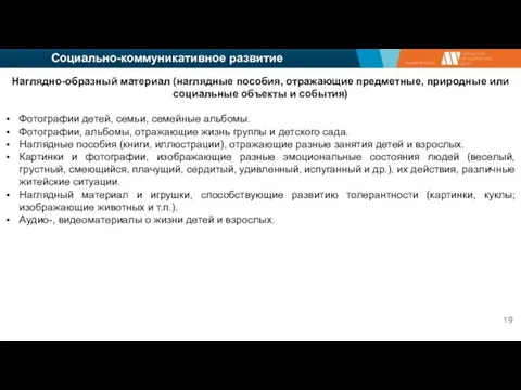 Социально-коммуникативное развитие Наглядно-образный материал (наглядные пособия, отражающие предметные, природные или социальные объекты и