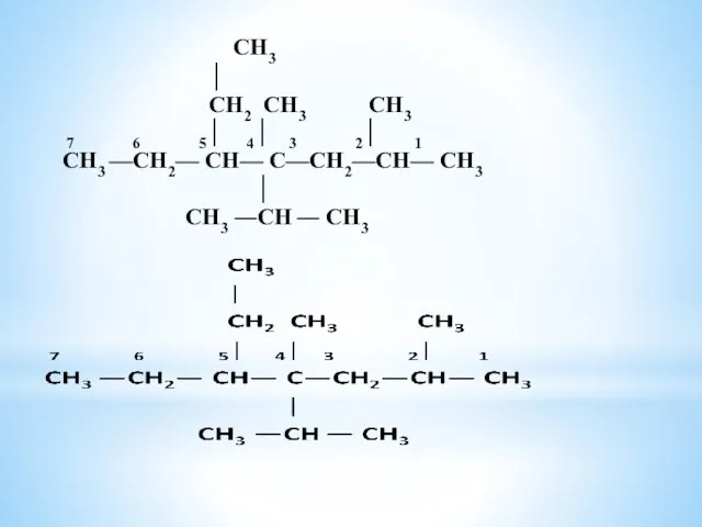 СН3 │ СН2 СН3 СН3 7 6 5│ 4│ 3
