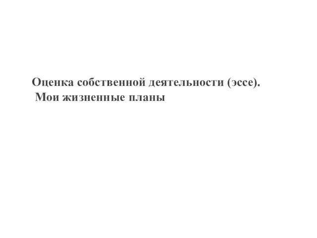 Оценка собственной деятельности (эссе). Мои жизненные планы