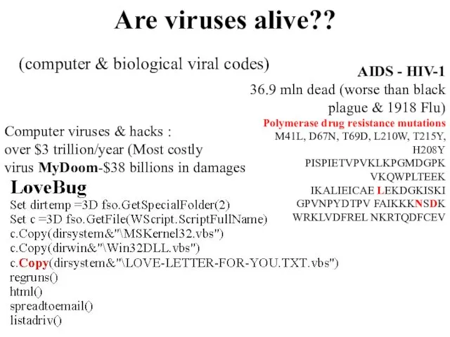 Are viruses alive?? (computer & biological viral codes) Computer viruses