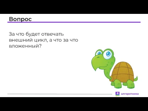 Вопрос За что будет отвечать внешний цикл, а что за что вложенный?