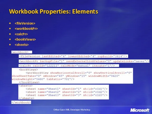 Workbook Properties: Elements