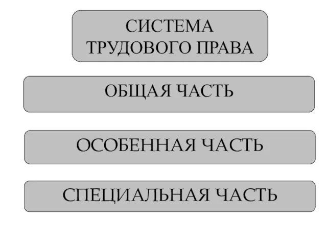 СИСТЕМА ТРУДОВОГО ПРАВА ОБЩАЯ ЧАСТЬ ОСОБЕННАЯ ЧАСТЬ СПЕЦИАЛЬНАЯ ЧАСТЬ