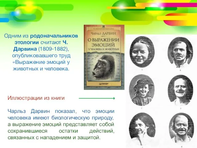 Одним из родоначальников этологии считают Ч. Дарвина (1809-1882), опубликовавшего труд