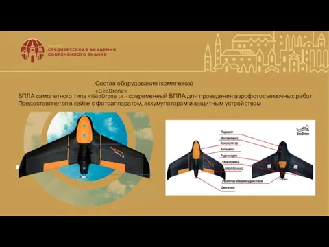 Состав оборудования (комплекса) «GeoDrone» БПЛА самолетного типа «GeoDrone L» -