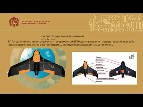 Состав оборудования (комплекса) «GeoDrone» БПЛА самолетного типа «GeoDrone L» - современный БПЛА для