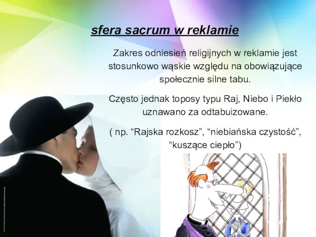 sfera sacrum w reklamie Zakres odniesień religijnych w reklamie jest