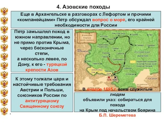 * 4. Азовские походы Еще в Архангельске в разговорах с
