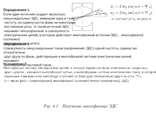Рис. 4.1 Получение многофазных ЭДС Определение 1. Если один источник