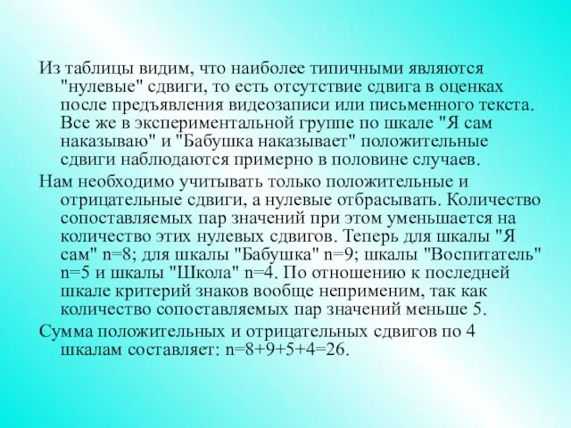 Из таблицы видим, что наиболее типичными являются "нулевые" сдвиги, то есть отсутствие сдвига