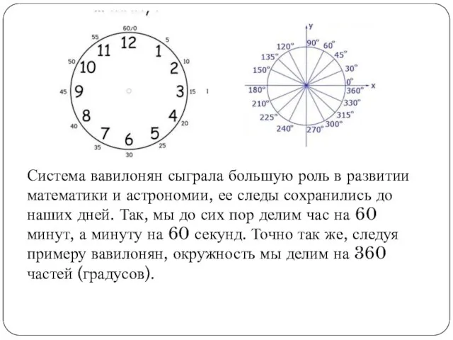 Система вавилонян сыграла большую роль в развитии математики и астрономии,
