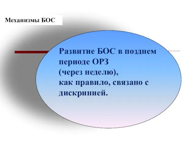 Развитие БОС в позднем периоде ОРЗ (через неделю), как правило, связано с дискринией. Механизмы БОС