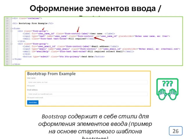 Оформление элементов ввода / Bootstrap Bootstrap содержит в себе стили