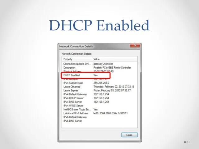 DHCP Enabled