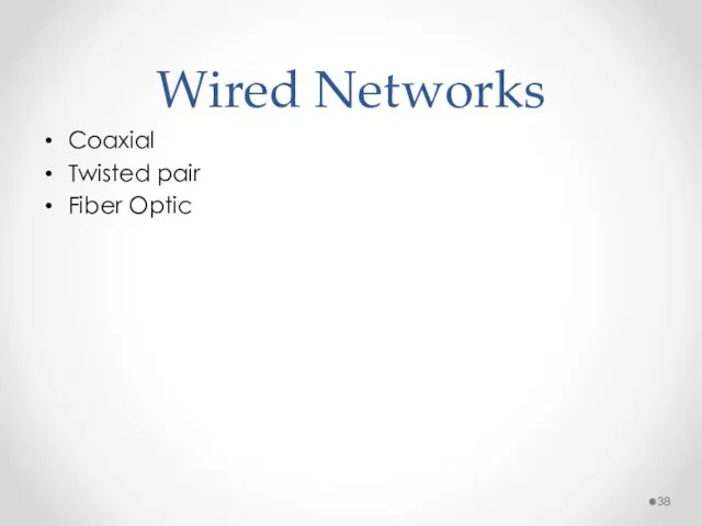 Coaxial Twisted pair Fiber Optic Wired Networks
