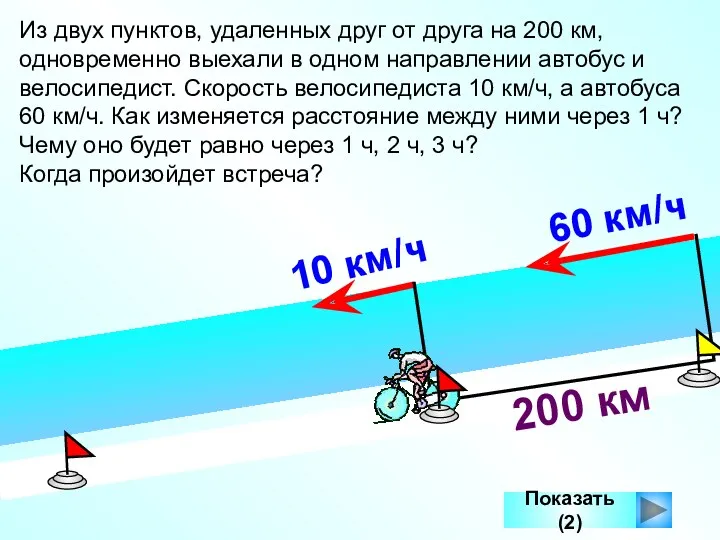 Показать (2) 200 км Из двух пунктов, удаленных друг от