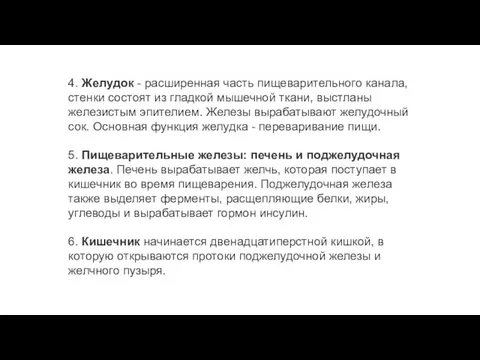 4. Желудок - расширенная часть пищеварительного канала, стенки состоят из