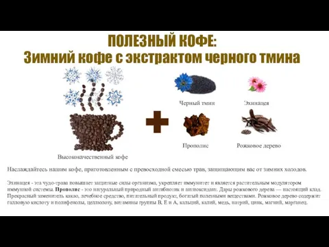 ПОЛЕЗНЫЙ КОФЕ: Зимний кофе с экстрактом черного тмина Высококачественный кофе