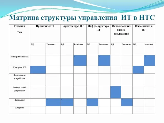 Матрица структуры управления ИТ в HTC