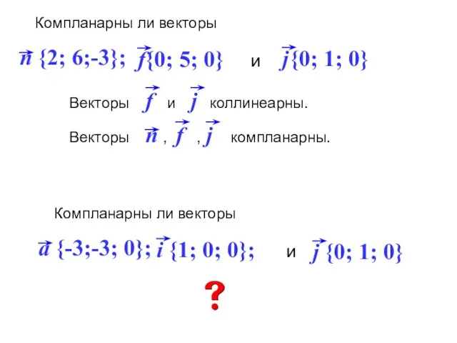 Компланарны ли векторы и {0; 1; 0}