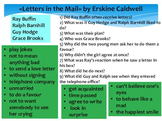 «Letters in the Mail» by Erskine Caldwell Ray Buffin Ralph