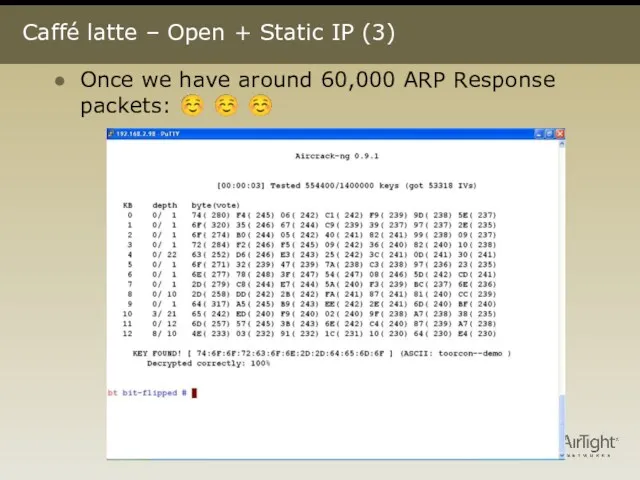 Caffé latte – Open + Static IP (3) Once we