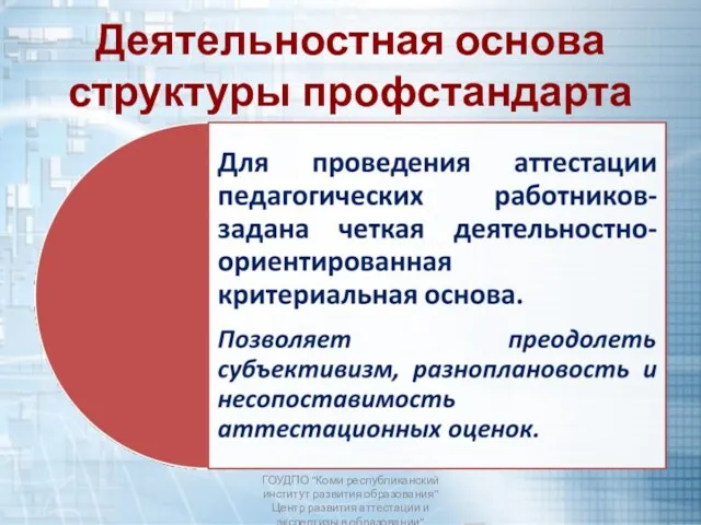 Деятельностная основа структуры профстандарта ГОУДПО "Коми республиканский институт развития образования"