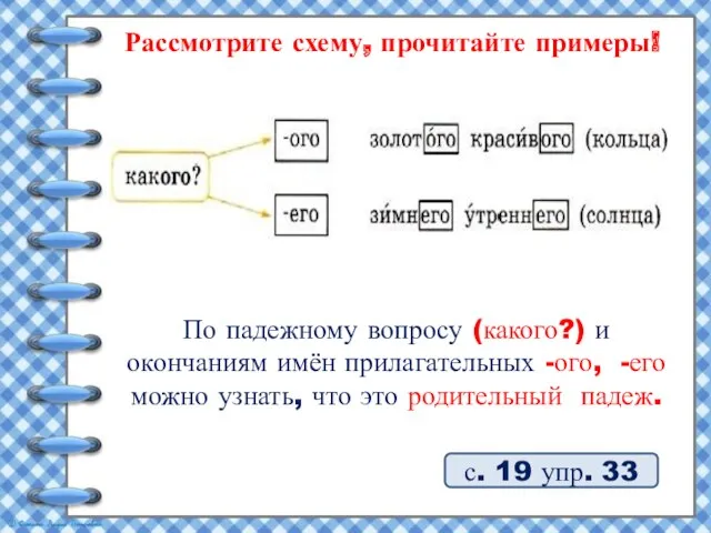 Рассмотрите схему, прочитайте примеры! с. 19 упр. 33 Сделайте вывод,