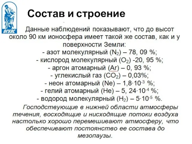 Состав и строение ионосферы