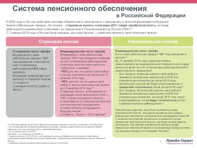 Система пенсионного обеспечения С 2002 года в России действует система