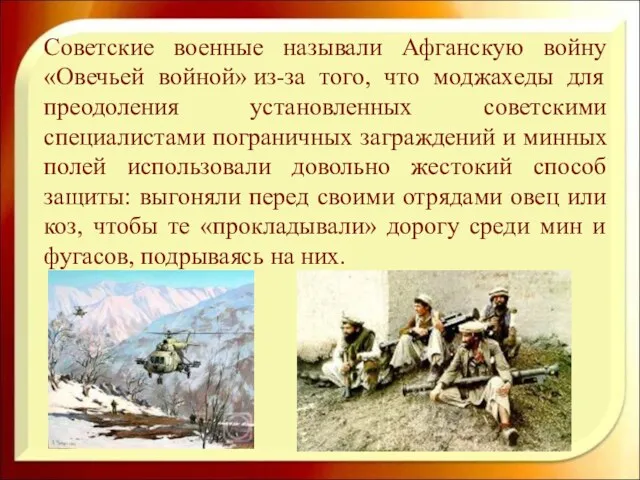 Советские военные называли Афганскую войну «Овечьей войной» из-за того, что