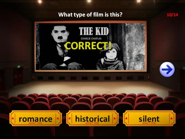 CORRECT! silent romance historical What type of film is this? 10/14