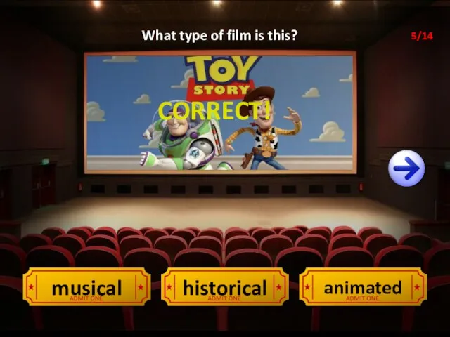 CORRECT! animated musical historical What type of film is this? 5/14