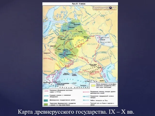 Карта древнерусского государства. IX – X вв.