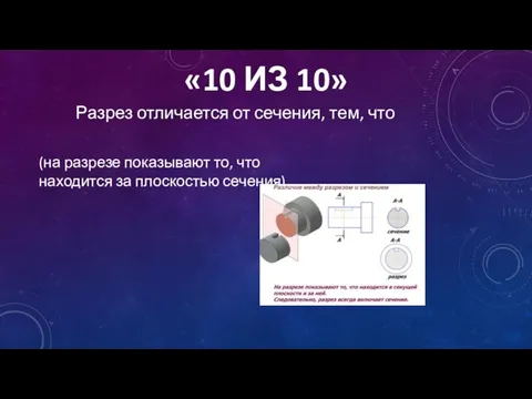 «10 ИЗ 10» (на разрезе показывают то, что находится за