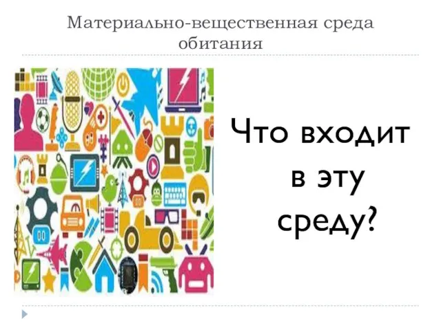 Материально-вещественная среда обитания Что входит в эту среду?