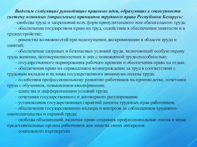 Выделим следующие руководящие правовые идеи, образующие в совокупности систему основных