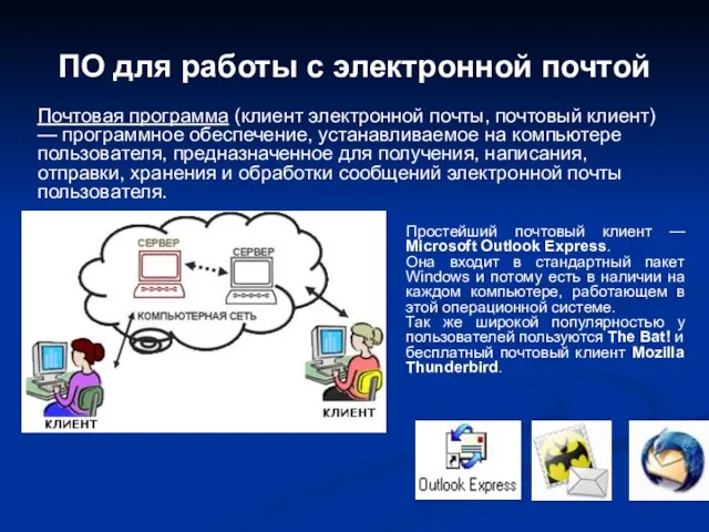 ПО для работы с электронной почтой Почтовая программа (клиент электронной