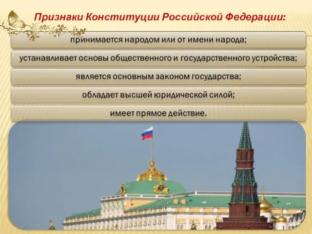 Признаки Конституции Российской Федерации: