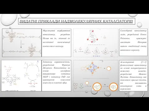 ВИДАТНІ ПРИКЛАДИ НАДМОЛЕКУЛЯРНИХ КАТАЛІЗАТОРІВ Імітатор піруватоксідази, розроблений Франсуа Дідеріхом. Каталізатор