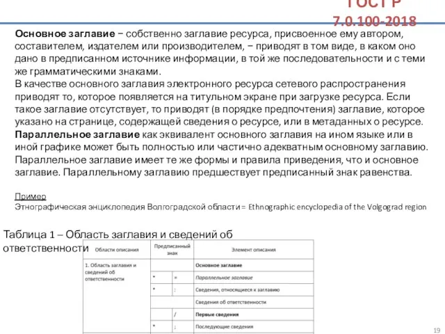 Основное заглавие − собственно заглавие ресурса, присвоенное ему автором, составителем,