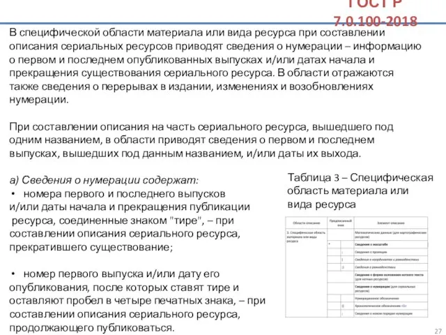 В специфической области материала или вида ресурса при составлении описания