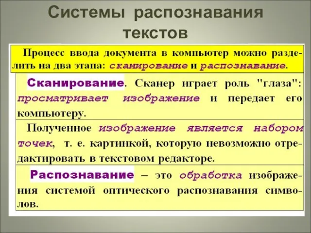 Системы распознавания текстов