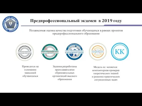 Предпрофессиональный экзамен в 2019 году Независимая оценка качества подготовки обучающихся